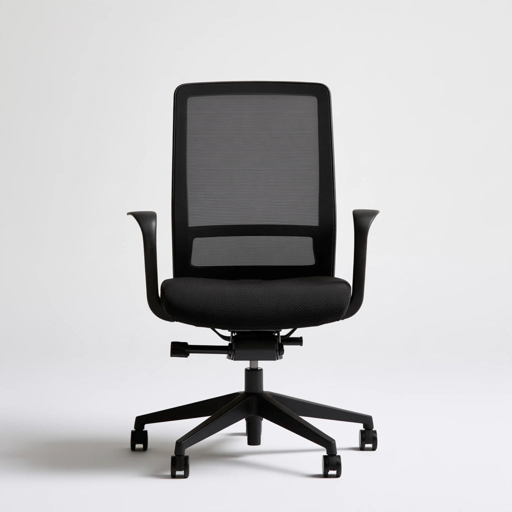 Poltrona ergonomica da ufficio in rete traspirante, colore nero e bianco