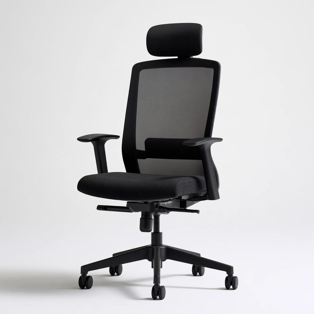Poltrona ergonomica da ufficio in rete traspirante, colore nero e bianco