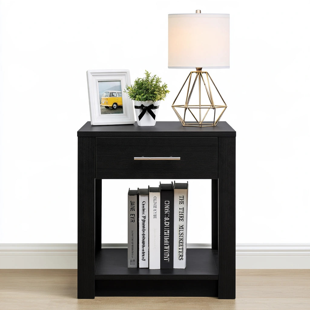 Comodino in legno, colore nero