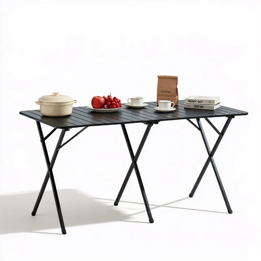 Tavolo da picnic pieghevole con struttura in alluminio, colore nero