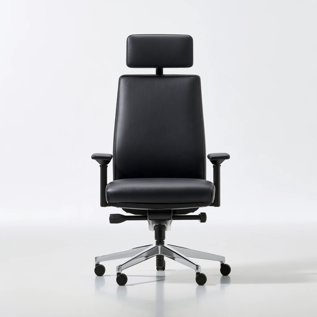 Poltrona ergonomica da ufficio in pelle, colore nero