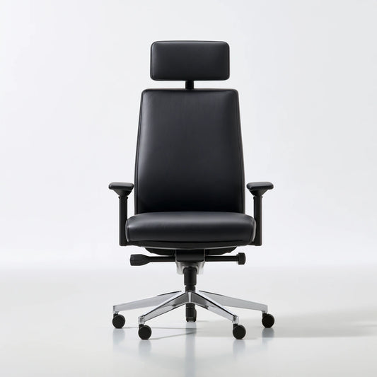 Poltrona ergonomica da ufficio in pelle, colore nero