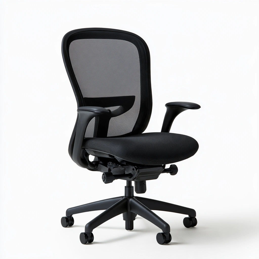 Poltrona ergonomica da ufficio in rete traspirante, colore nero e bianco