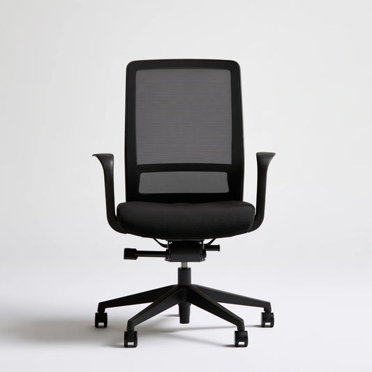 Poltrona ergonomica da ufficio in rete traspirante, colore nero e bianco