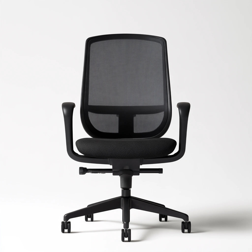 Poltrona ergonomica da ufficio in rete traspirante, colore nero e bianco