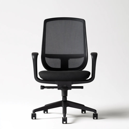 Poltrona ergonomica da ufficio in rete traspirante, colore nero e bianco