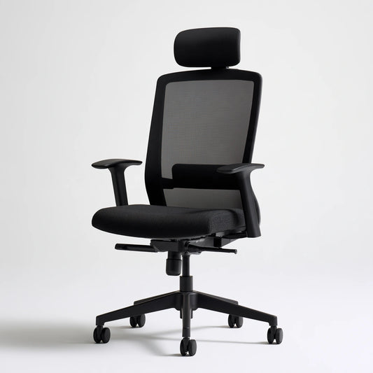 Poltrona ergonomica da ufficio in rete traspirante, colore nero e bianco