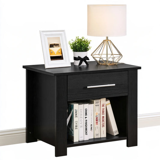 Comodino in legno, colore nero